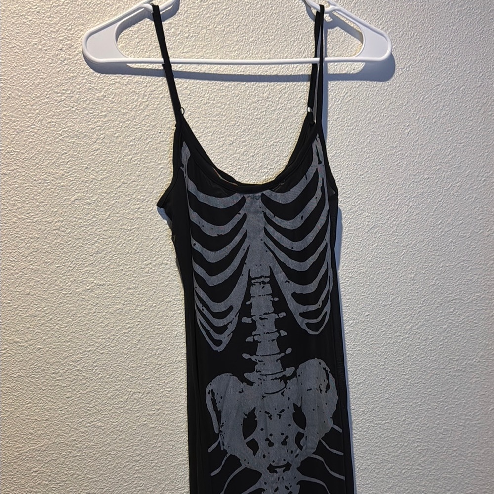Iron Fist Bone Deep Mesh Maxi Skeleton Print Dress